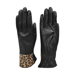Leopard Trim Tech Gloves